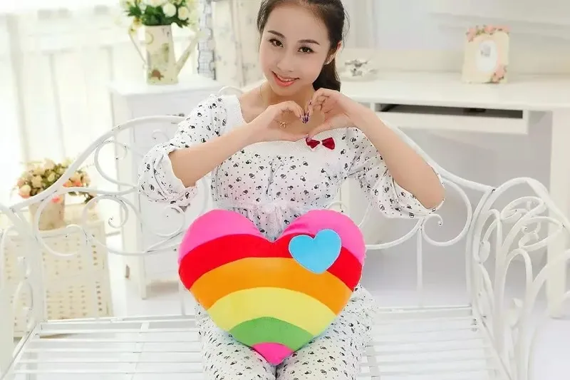 40x35cm Rainbow Heart Plush Pillow Stuffed Colorful Sweet Cushion Sofa Chair Home Decoration Halloween's Day Gift — image 10