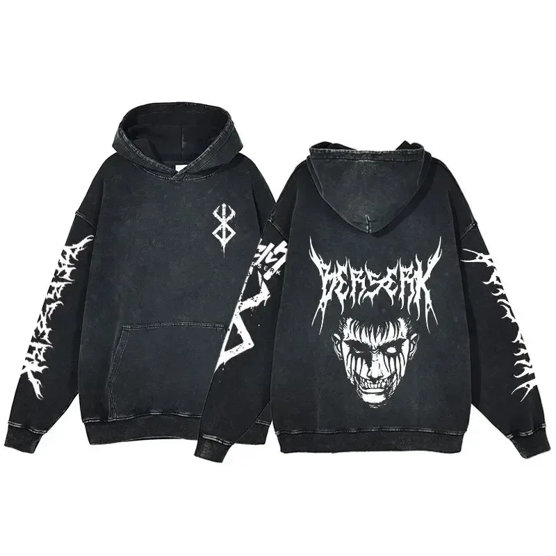 HAI Customizable Retro Washed Hoodies 100% Cotton Tops Black Acid Vintage Hooded Sweatshirts Oversize Hip Hop Male Pullover — image 19