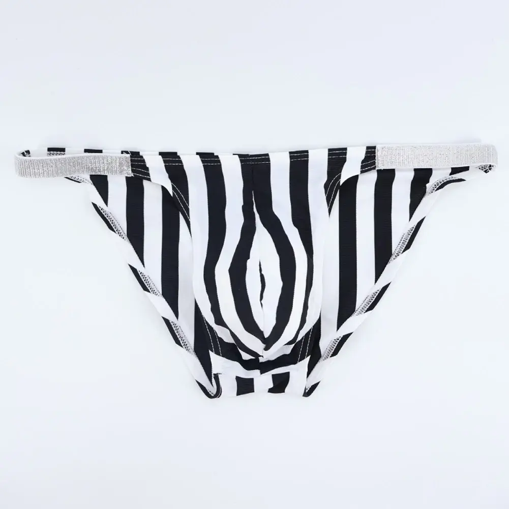 Comfortabele heren lingerie slips bikini zwart wit gestreept ondergoed sport casual man tanga slipje jockstrap zakje — image 1