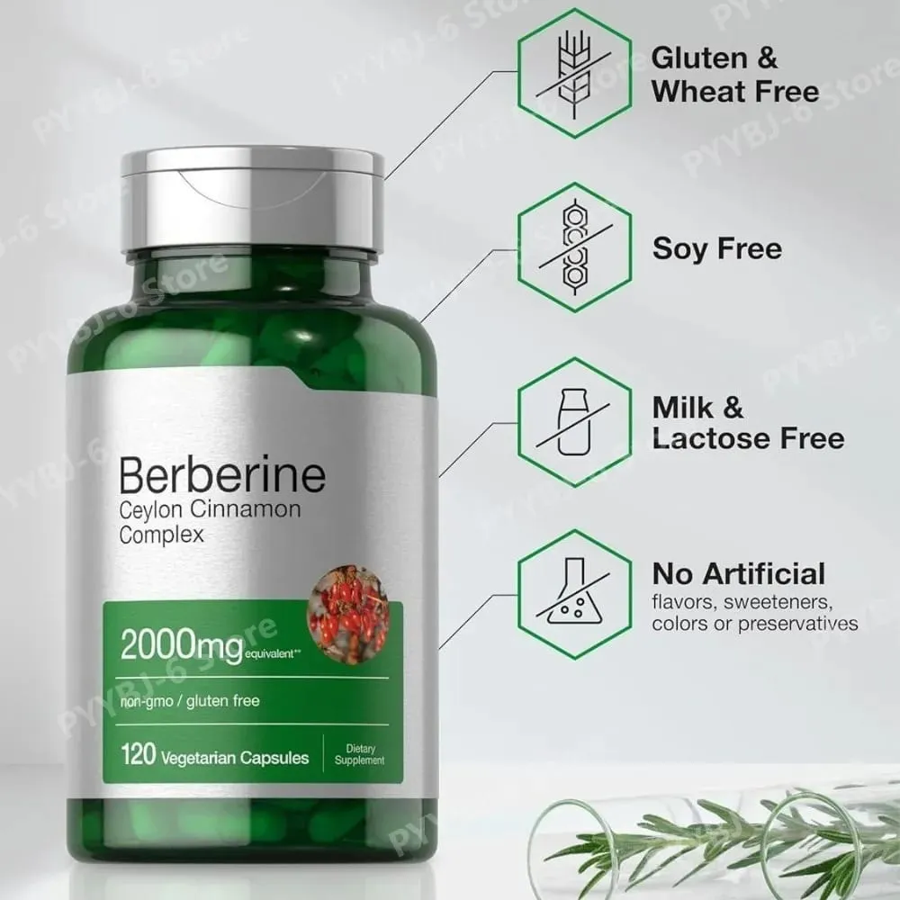 Berberine Ceylon Cinnamon Complex 2000mg Vegetarian Capsules Non-GMO Gluten Free Daily Wellness Supplement for Adults 120 Count