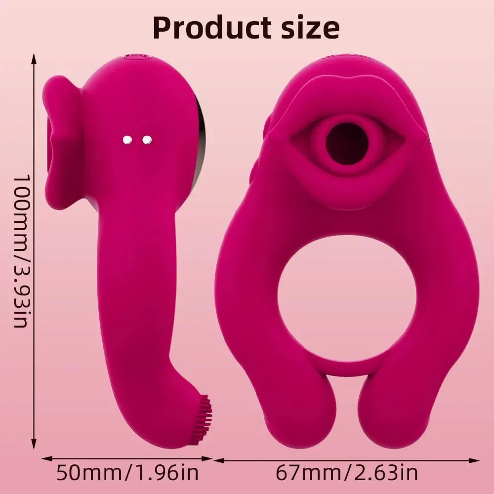 Sucking Tongue Licking Clit Stimulator Delayed Ejaculation CockRing Clitoral Stimulator Scrotum Massager Erotic SexToy forCouple — image 3