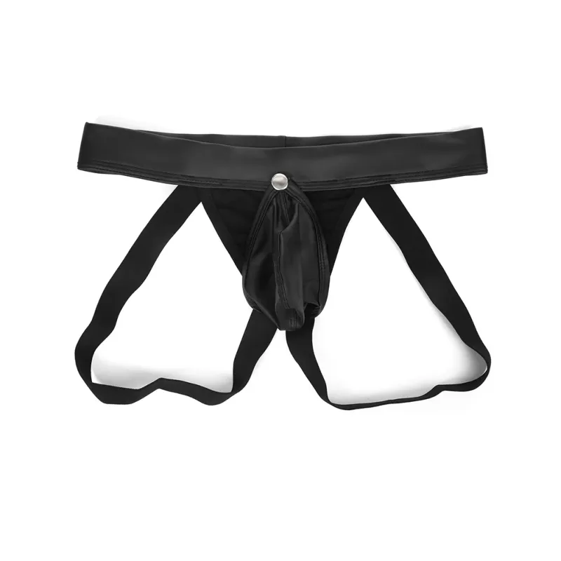 Intimo da uomo perizoma in ecopelle con custodia staccabile, mutande a vita bassa con culo aperto per un uso confortevole — image 10