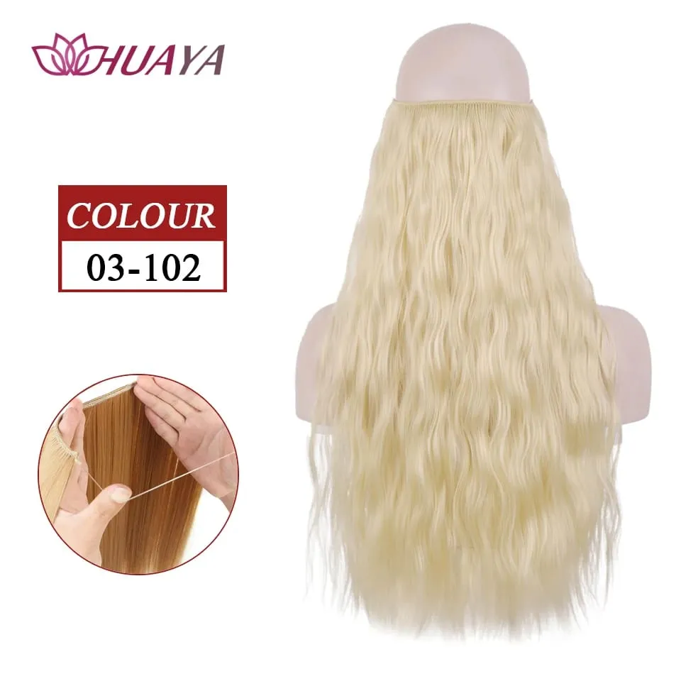 Synthetic Long Straight Invisible Wire No Clips In Hair Extensions Fake Hair Pieces Secret Fish Line Hairpieces For Women — image 38
