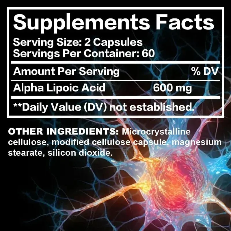 Alpha Lipoic Acid - Supports Neurological Health Relieve Neuralgia Powerful Antioxidant Sugar Metabolism Improves Immunity
