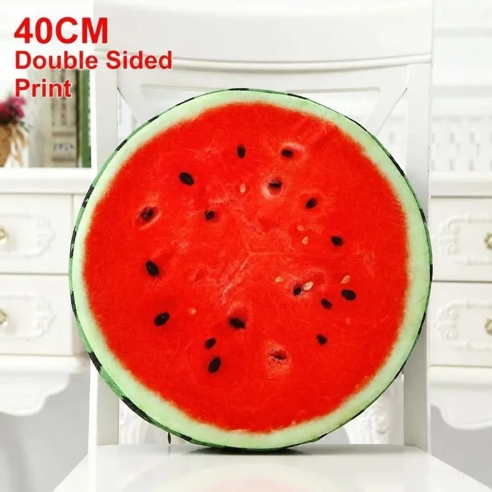 Cute Round Fruit Pillow Simulation Plush Fabric Seat Cushion Fruit Slice Print Stuffed Inner Plush Pillow Sofa Decor