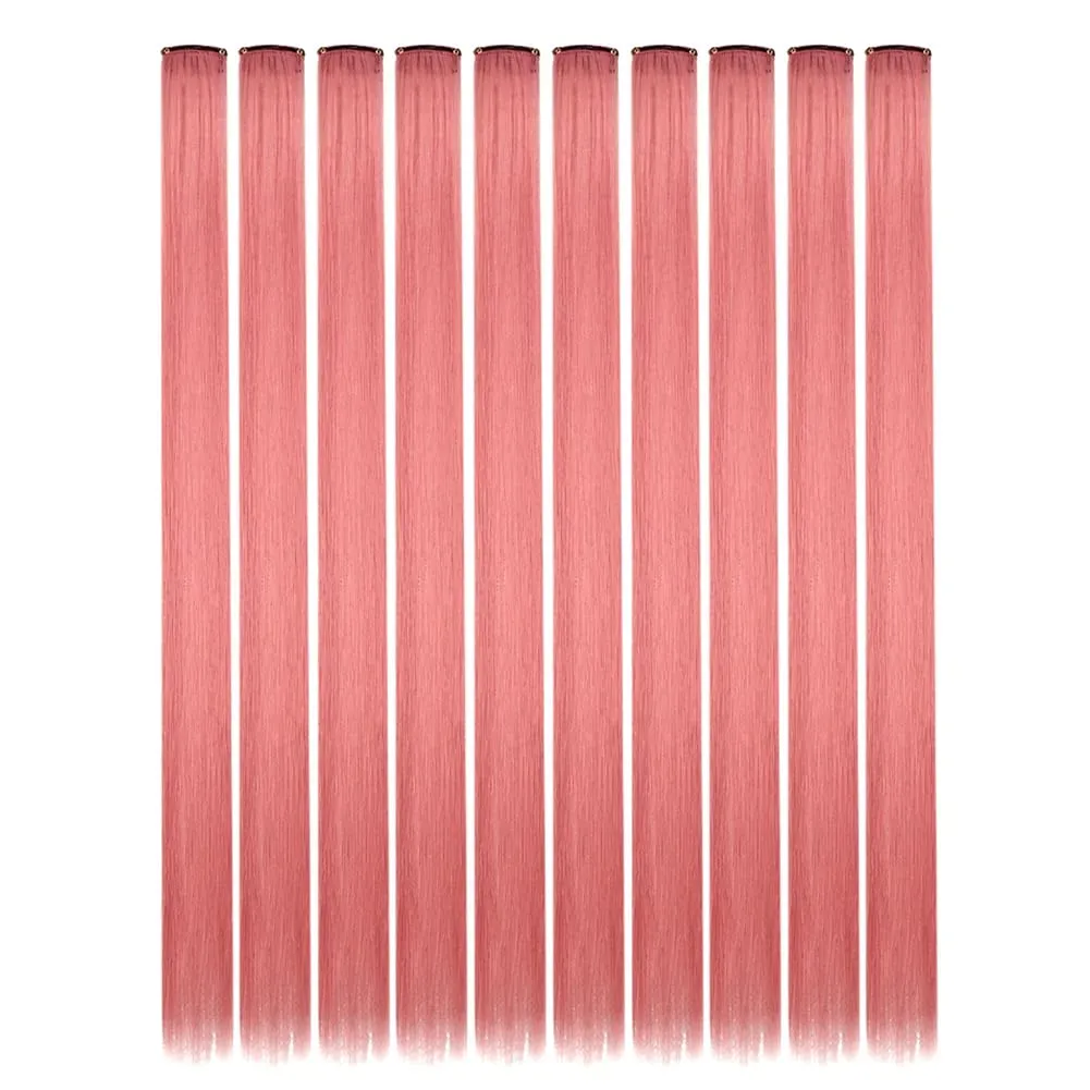 10PCS/Pack Colored Party Highlights Clip in Hair Extensions for Girls 22 Inches Omber colors Straight Hair Synthetic Hairpieces — image 35