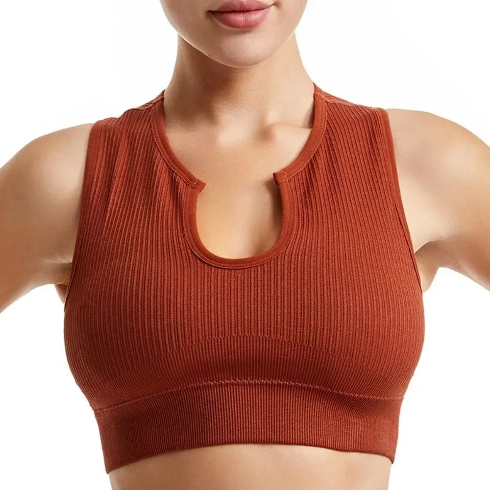 Sleeveless Women's Sports Vest Navel-Leaking With a chest pad Highly Elastic Vest Stretchy Breathable — image 4
