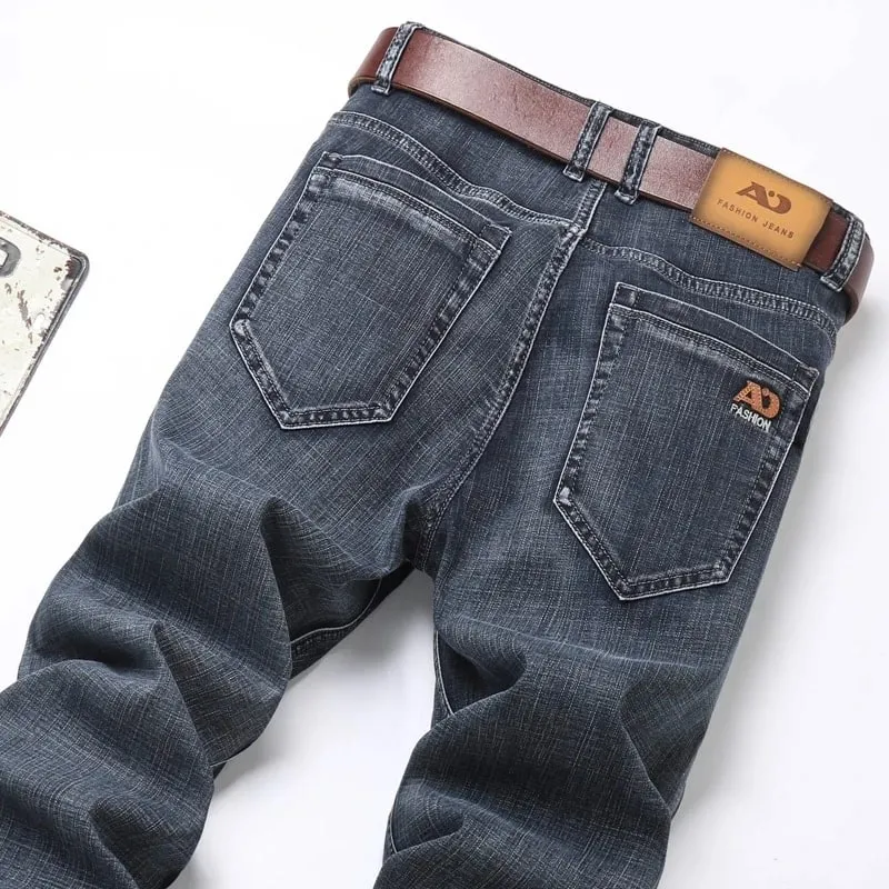 2025 Brand New Men's Slim Thin Jeans Retro Light Blue Cotton Stretch Denim Pants Male Fashion Casual Brand Trousers — image 7