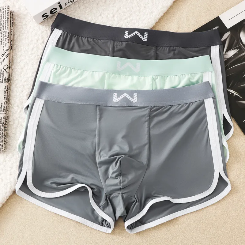 3PCS/Pack Ice Silk Breathable Antibacterial Mesh Men's Underpants Large Space Pouch Panties High Elastic Waistband Boxer Homme — image 19