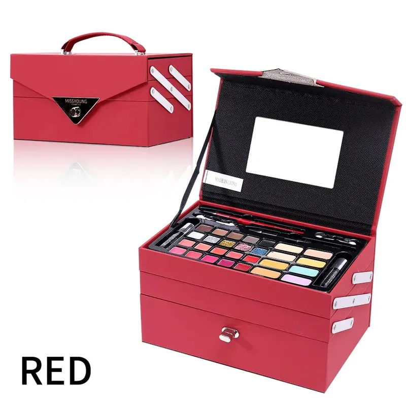 Cosmetic makeup set gift box matte lipstick powder blusher concealer highlight multi-color pearl matte eyeshadow makeup set