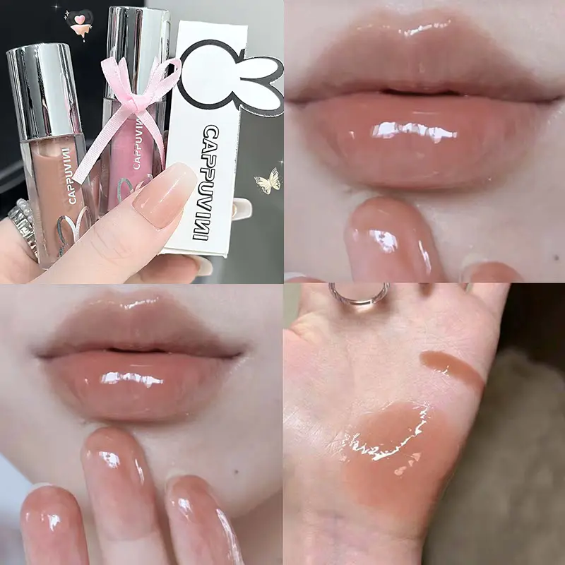 Brown Glitter Lip Glaze Lasting Shimmer Mirror Water Lip Gloss Waterproof Jelly Plumping Lipstick Make Up Moisturizing Lip Tint — image 2