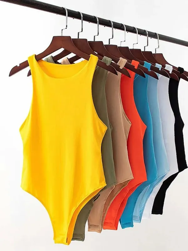 2022 summer solid sexy bodycon women bodysuits female 4 color green slim casual bodysuit chic lady club short playsuits femme — image 2