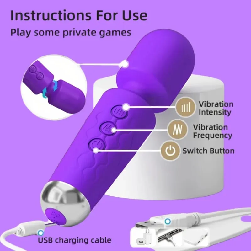 20 スピード魔法の杖バイブレーター G スポットクリトリス刺激装置充電式防水マッサージ大人のおもちゃ女性のための