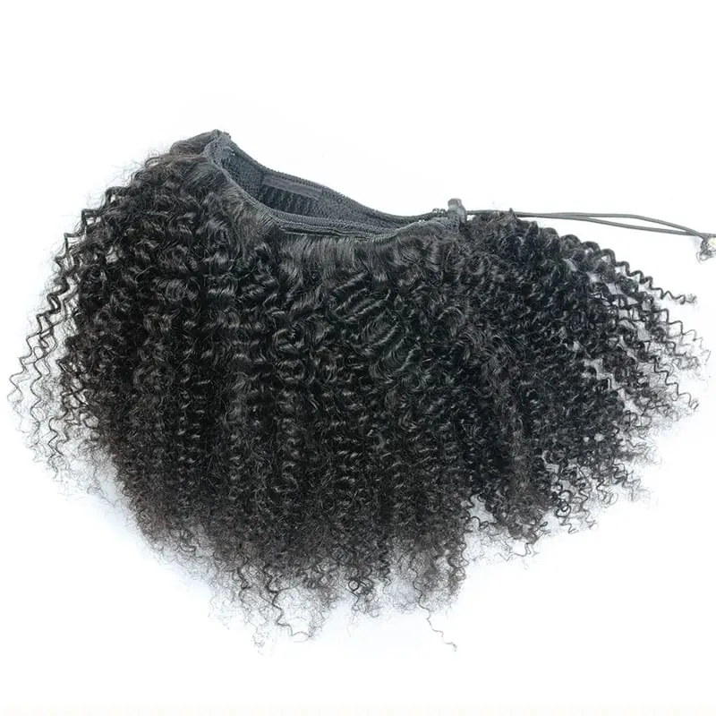 Ms Afro Kinky Curly Ponytail Human Hair Extensions Drawstring 3C 4A Wrap Around Ponytails 10-22Inch Clip In Hair Extensions Remy — image 2