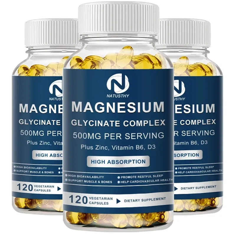 Magnesium Glycinate Supplement 500mg & Zinc Vitamin D3 B6 High Absorption Support for Women & Men Mineral Vegan Capsules — image 8