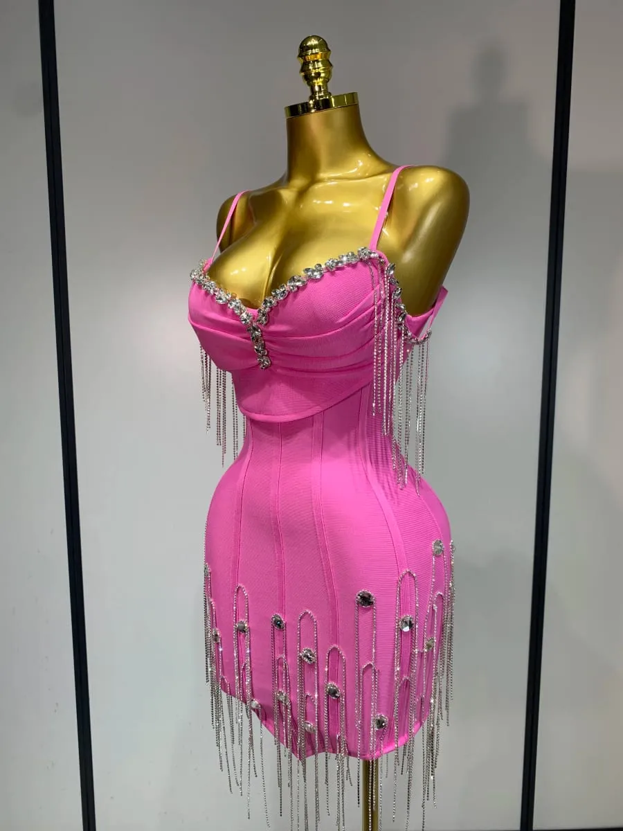 Sexy Backless Spaghetti Strap Bodycon Sleeveless Bandage Dress Elegant Prom Gown Club Evening Party Luxury Birthday Dresses — image 2