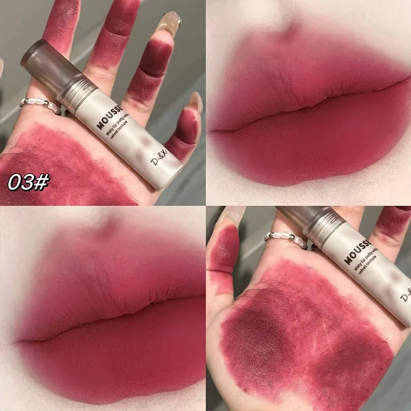 Gothic Matte Black Lipstick Waterproof Mousse Mud Nude Brown Lipstick Dark Purple Punk Lip Gloss Makeup Non-stick Tint — image 8