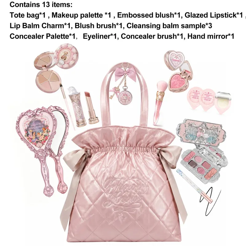 Flower Knows Limited Edition Diamond Pattern Tote Bag Makeup Set Eyeshadow Concealer Blush Eyeliner Lipstick Beauty Collection
