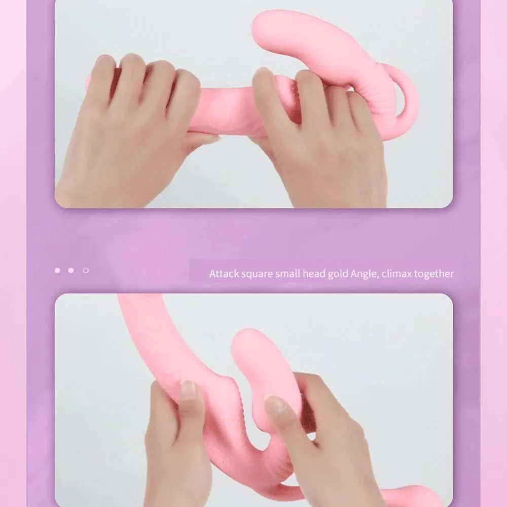 สายหนังที่ไม่มีสายหนังบนDildo Vibrator Anal Plugนวดเลสเบี้ยน 3 ใน 1 Vibrator G-Spotกระตุ้นClitoris Sex Toyสำหรับคู่