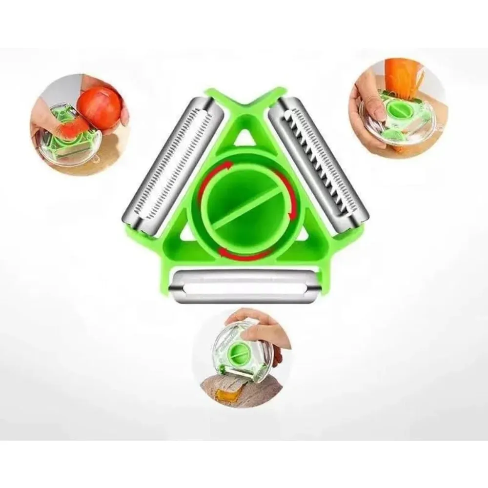 Kitchen 3 in 1 Peeler Rotary Multi-purpose Stainless Steel Potato Peeler Slicer Grater Shredder Vegetable Fruit Peeler — image 2