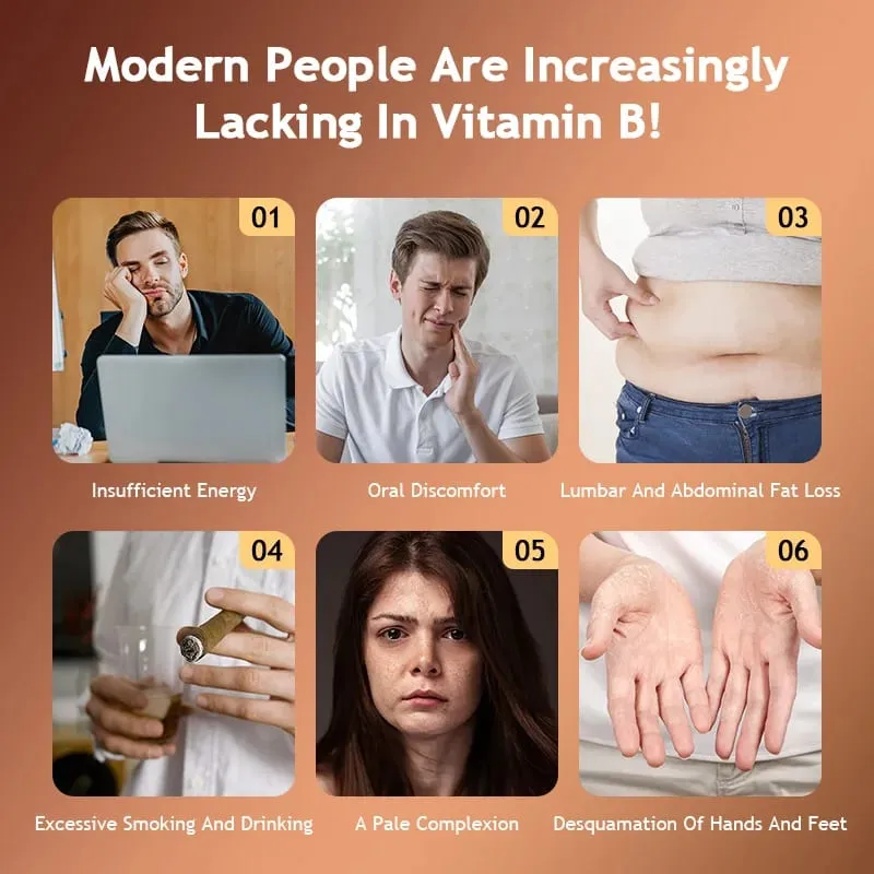 B-Complex Vitamin Supplements (B1 B2 B3 B5 B6 B12 Folic Acid&Biotin) Relieve Stress Improve Immunity System Strong Bones &Teeth — image 4