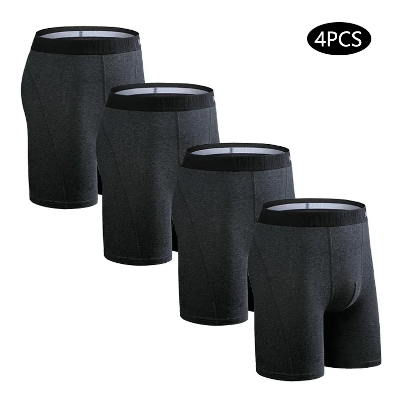 4pcs Long Boxers for Men Underwear Plus Size Men's Panties Sexy Long Leg Underpants Cotton Mens Boxer Shorts Fashion Male Trunk — image 25