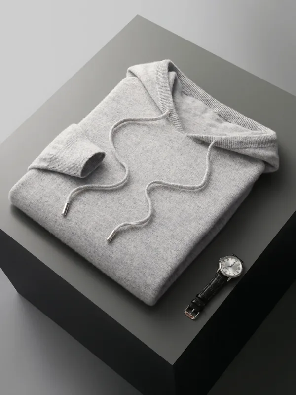 Men's 100% Merino Wool Sweater Hooded Collar Knitted Pullover Sweatshirt Autumn Winter Casual Large Tops Long Sleeved — image 10