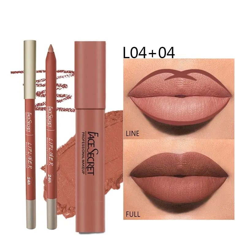 Matte Lipliner&Lipstick Set Waterproof, Long Lasting Lip Makeup Soft Matte Color Rendering Women's Makeup Cosmetics — image 4
