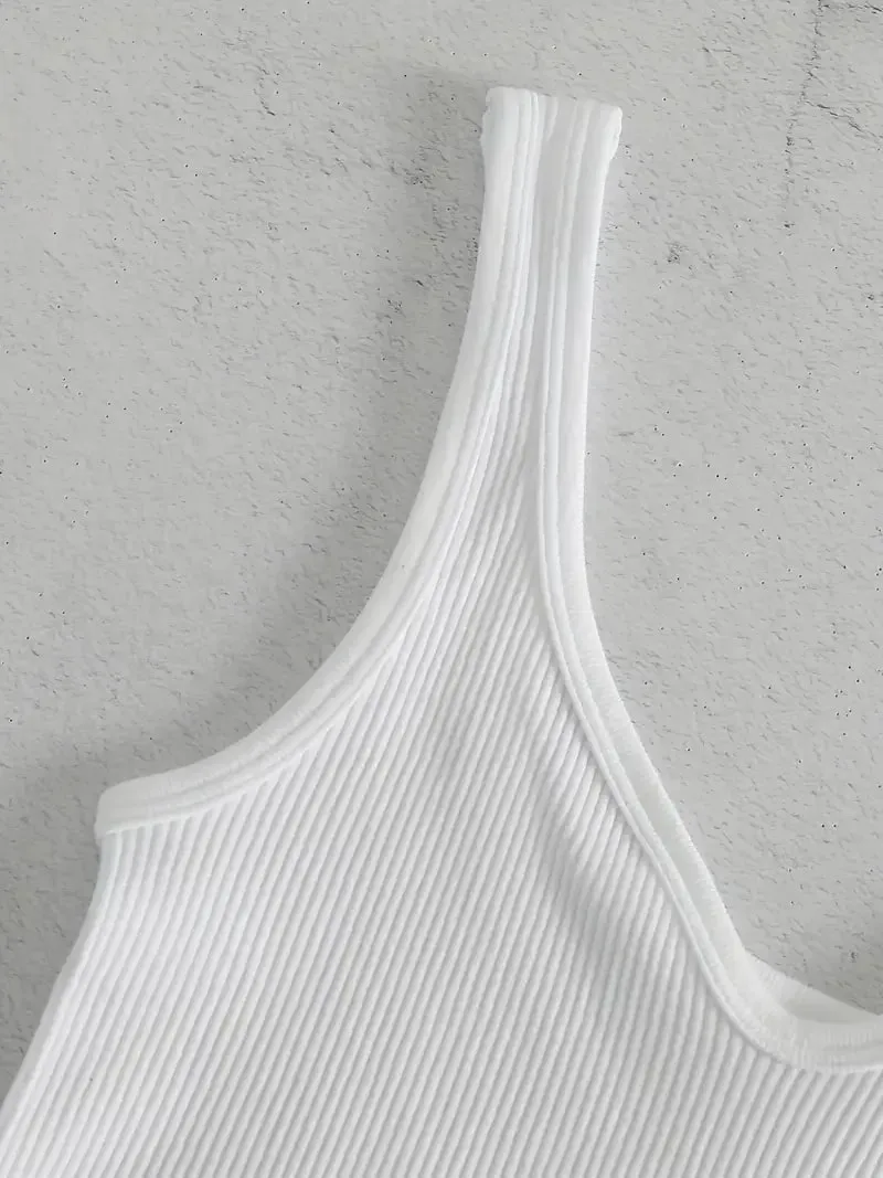 Harajuku Basic Crop Tops Rib Knit Crop Tops Women Sexy Seamless Deep V Neck Tank Top Fashion Bra Sleeveless Backless Sports Vest — image 3