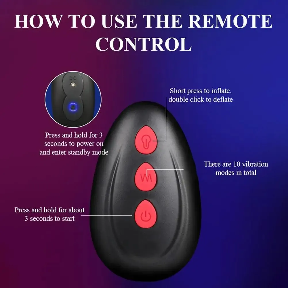 Telecomando senza fili Massaggiatore prostatico maschile Plug anale gonfiabile 10 modalità di vibrazione Butt plug Espansione anale Vibratore Giocattolo del sesso — image 2