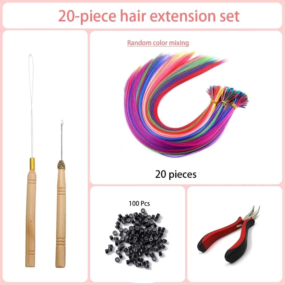 20 Strands/Pack Random Ten Colors Synthetic Colored I-Tip Stick Hair Extensions Straight Hair 16 Inch For Women High Temperature — image 9