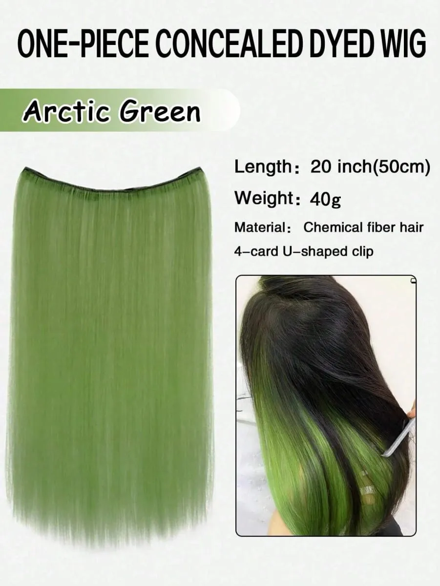 1pc Approx. 20 Inch Long Straight Synthetic Clip-In Hair Extensions Color-Dyed Natural Looking Braids Hair Piece For Women