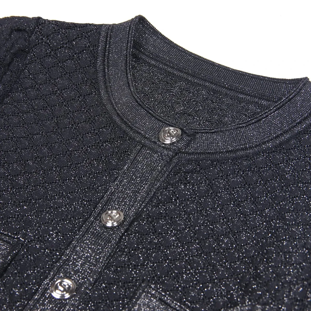 High Quality Fashionable Elastic Bright Silk Knitted Round Neck 7-inch Sleeve Single Row Button Lace Slim Fit Women's Dress — image 3