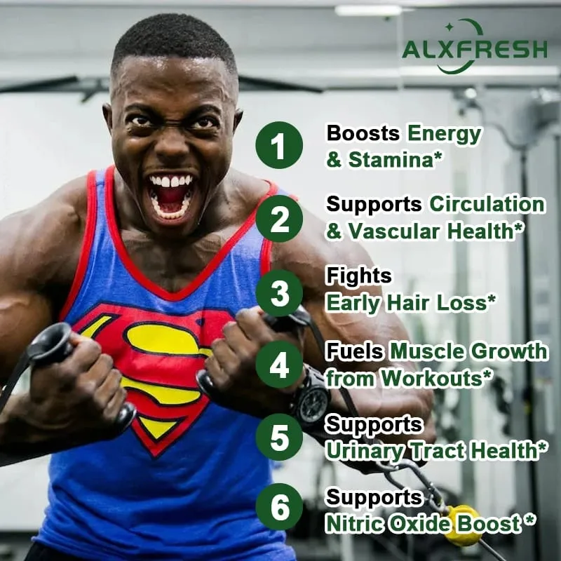 Alxfresh Prostate Health Supplement Natural Saw Palmetto Extract Supports Prostate and Hair Growth Capsules for Men and Women
