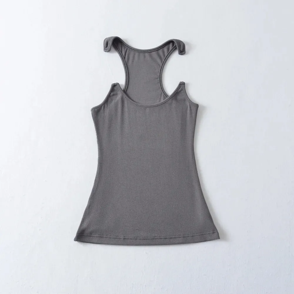 Women Ypro Ribbed Invisible Strap Tank Top Camis Tee