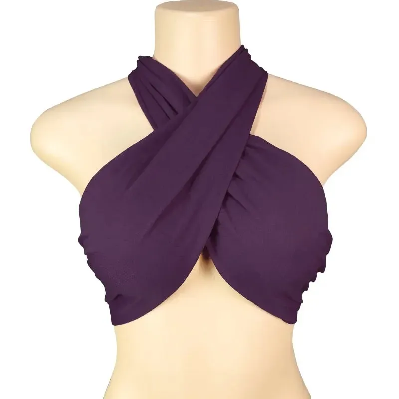 Sexy Tank Top Cross Bandage Backless Sleeveless Halter Crop Tops Women Bare Midriff Camisole Female Tube Top Cropped Vest