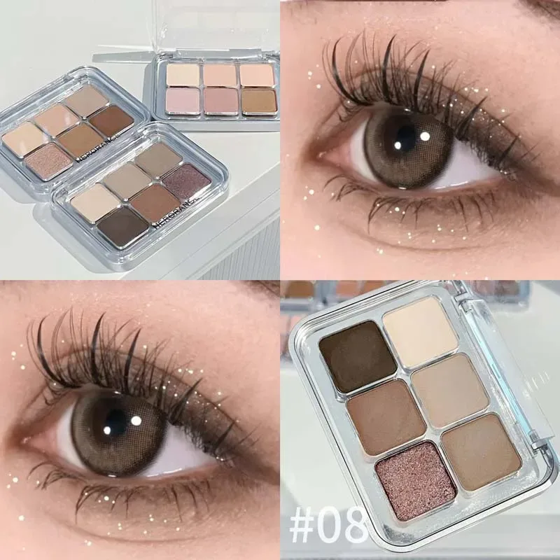 Grey Rose Shimmer Matte Eyeshadow Palette 6 Colors Glitter Earth Color Low Saturation Eye Shadow Pigment Long Lasting Cosmetics — image 12