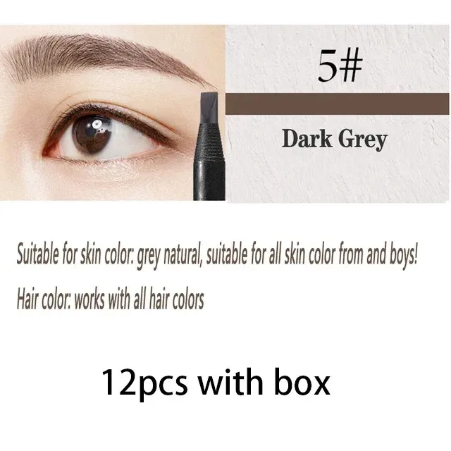 6/12PCS Eyebrow Pencil Hard Core Wholesale Makeup Pull Line Haozhuang Brand Permanent Peel off White Black Waterproof Natural — image 18