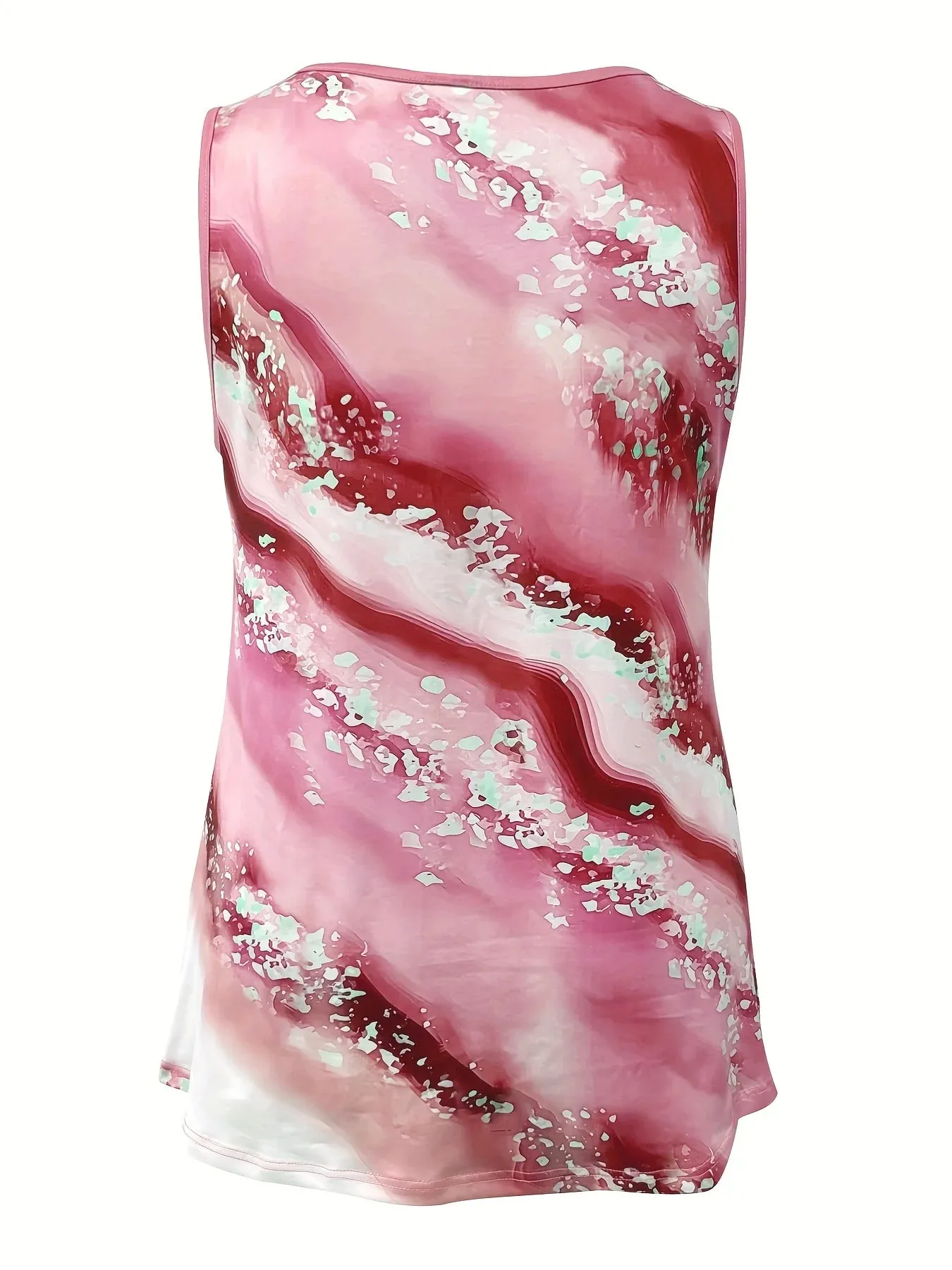 Plus Size Marble Print Tank Top Casual Criss Cross Sleeveless V Neck Top For Summer & Spring Women's Plus Size Clothing — image 4