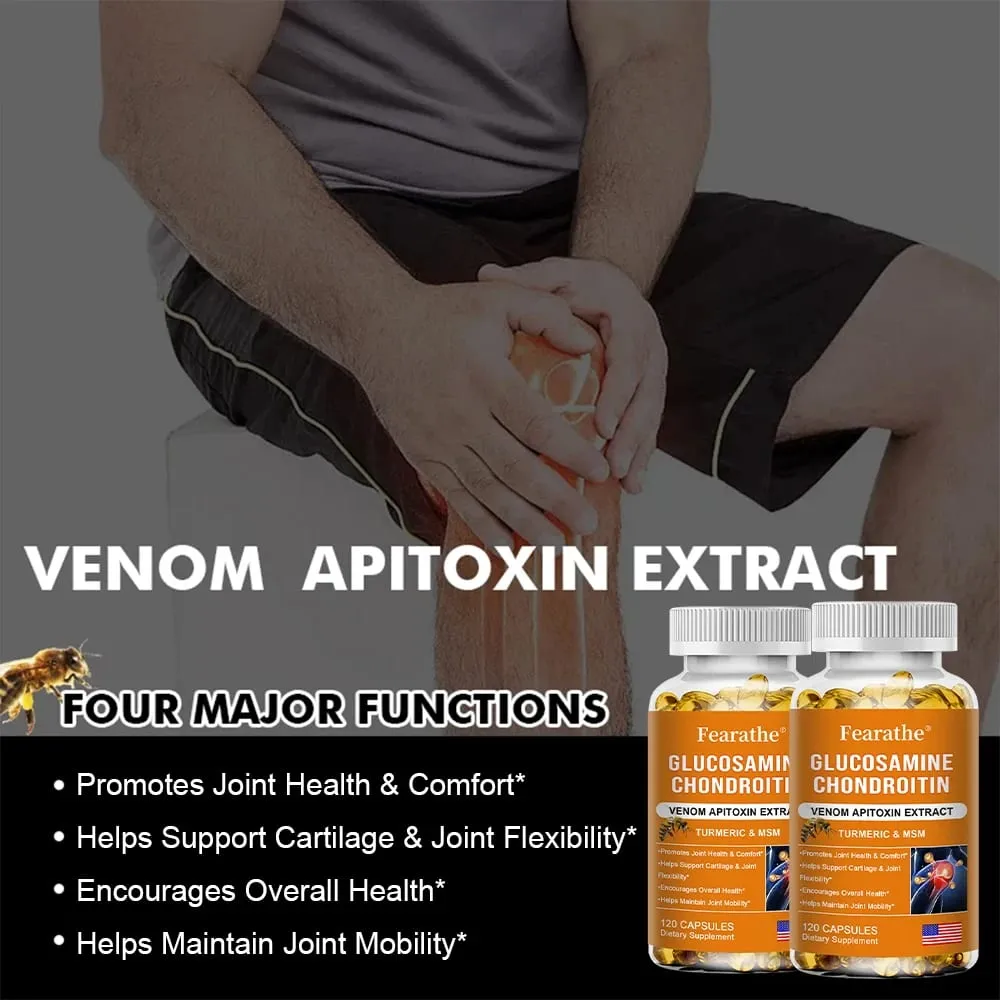 Glucosamine Chondroitin Bee Venom Turmeric at MSM - Bones Joint Antioxidant Digestive Support Non-GMO — image 2