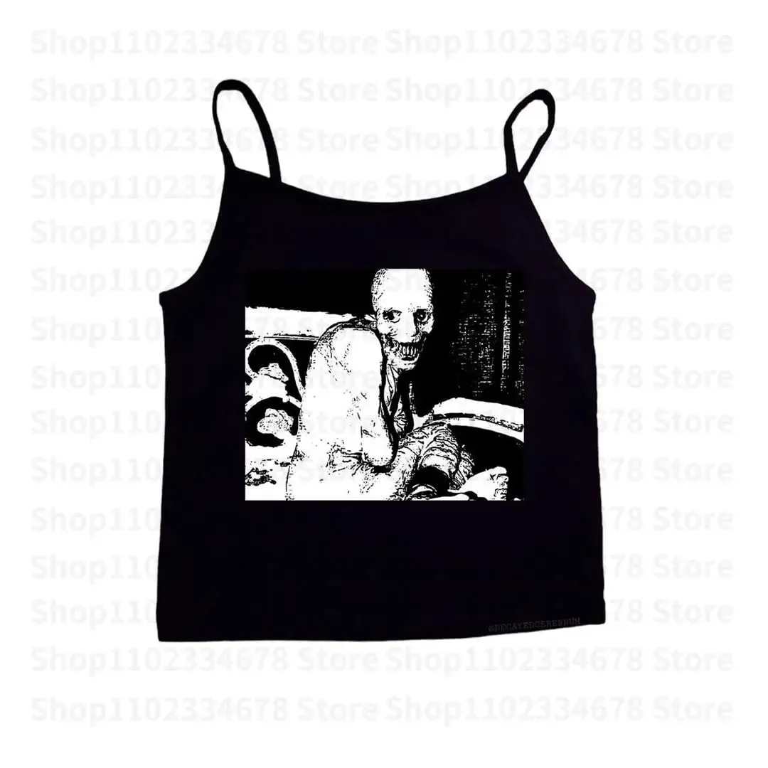 2000s Tops Gothic Emo Girls Camisole Tops Printing Grunge Crop Tops Y2k Clothes Vintage Punk Women's Corset Tank Top Baby Tees