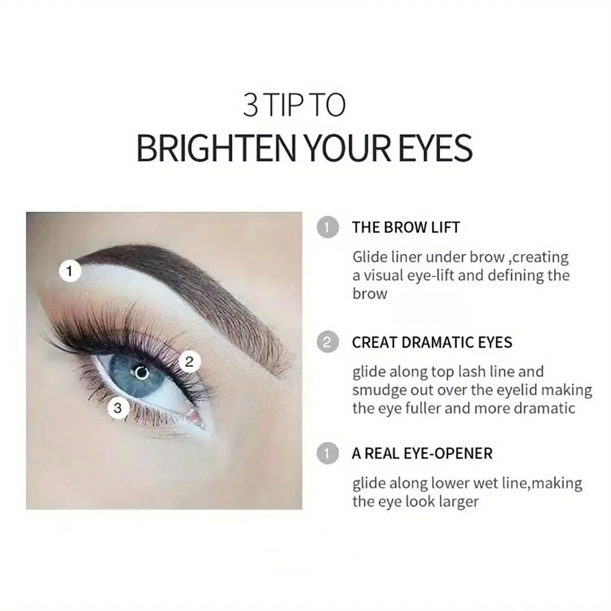 Eyeliner Øjenskyggepen i mat hvid træ Vandtæt og smudsafvisende Let at bruge for begyndere Velegnet til alle hudtyper — image 4