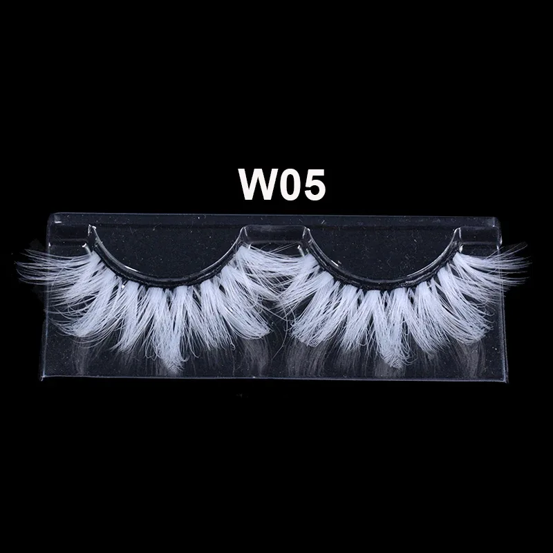 Super Long 5D White False Eyelashes 25mm High Volume Fluffy Fake Eye Lashes Wholesale Supplier For Halloween Cosplay