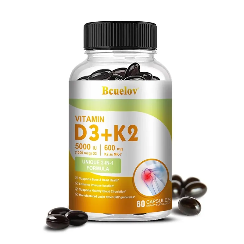 Bcuelov Vitamin D3+K2 5000 IU Vitamin D3 non-GMO formula easy-to-swallow vitamin D and K complex dietary supplement — image 8