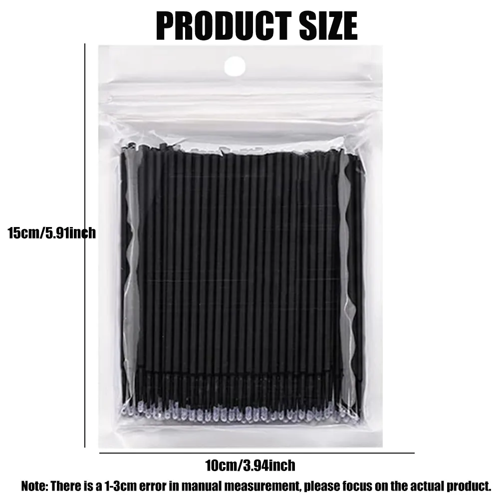 100PCS Micro Swab Applicator Eyelash Cleaning Brush Lash Extension Micro Brushes Cotton Swab Individual Eyelashes Removing Tool — image 3
