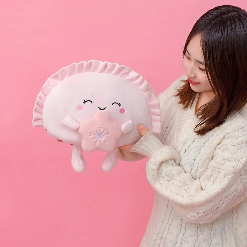 Nuevo 35cm Dumpling Plushies almohada cojín comida Kawaii bola de masa frita juguete suave corazón flor de cerezo abrazo almohada lindo regalo