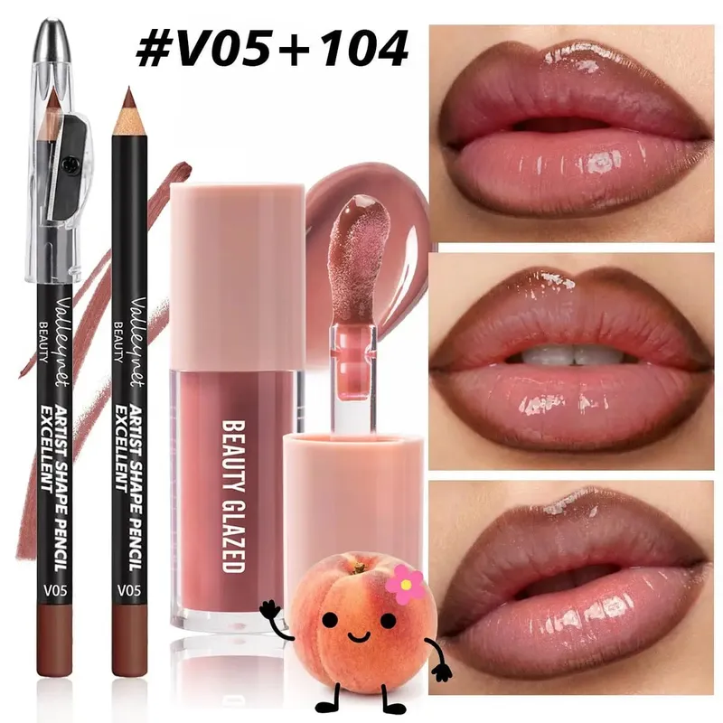 2Pcs/Set Precision Lip Kit Duo -Creamy Liner with Built-in Sharpener & Moisturizing Liquid Lipstick - Defined Contour Makeup Set — image 7