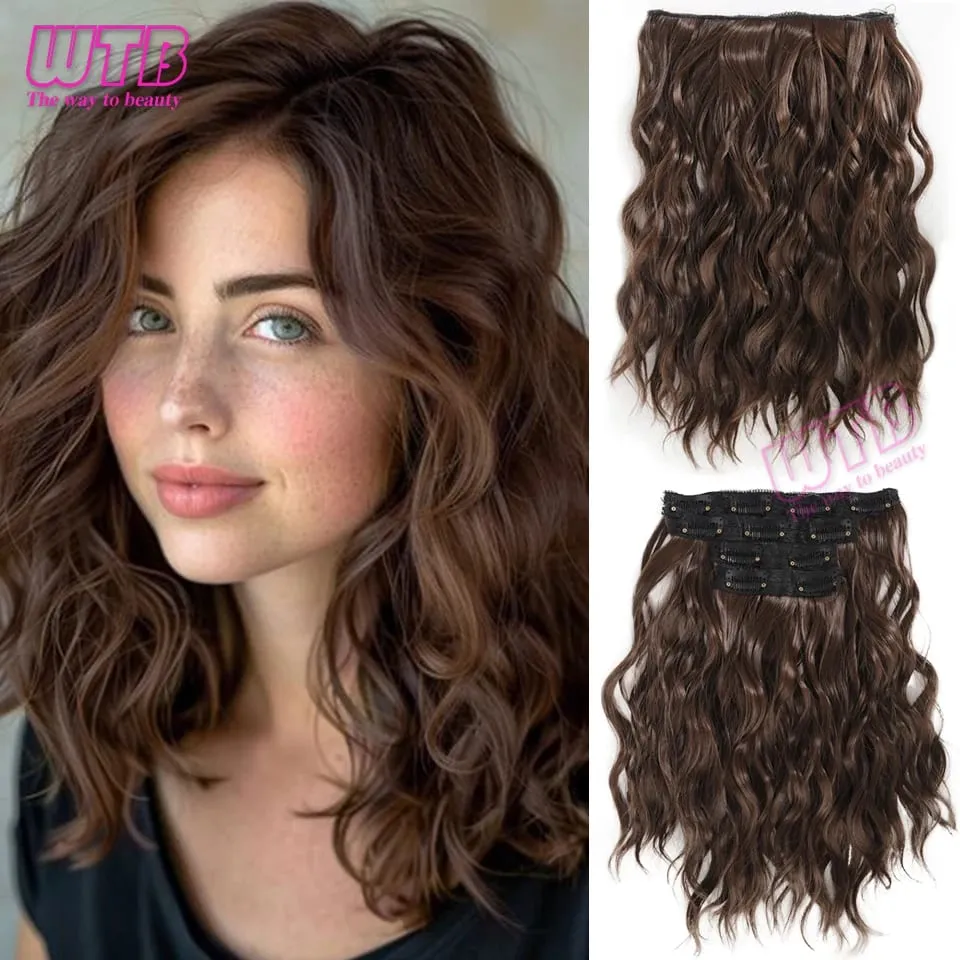 Synthetic Heat Resistant Hair Extensions Multi Color Clip-in Body Wave 12inch 4 PCS Double Weft for Women Girl Daily Party Use — image 13