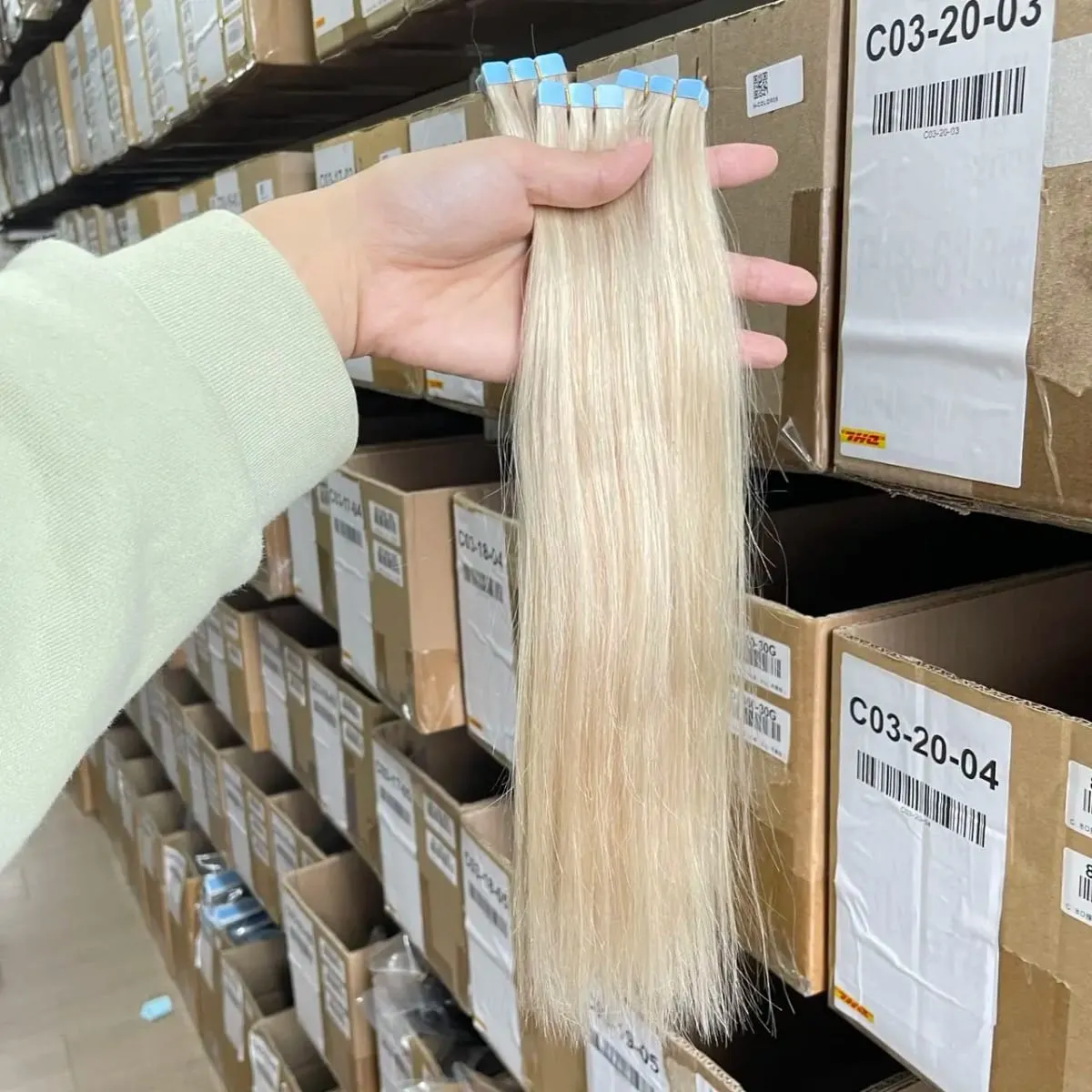 Highlight Blonde Mini Tape Hair Extension Straight 12-24 Inches Seamless Tape Human Hair 10pcs/pack