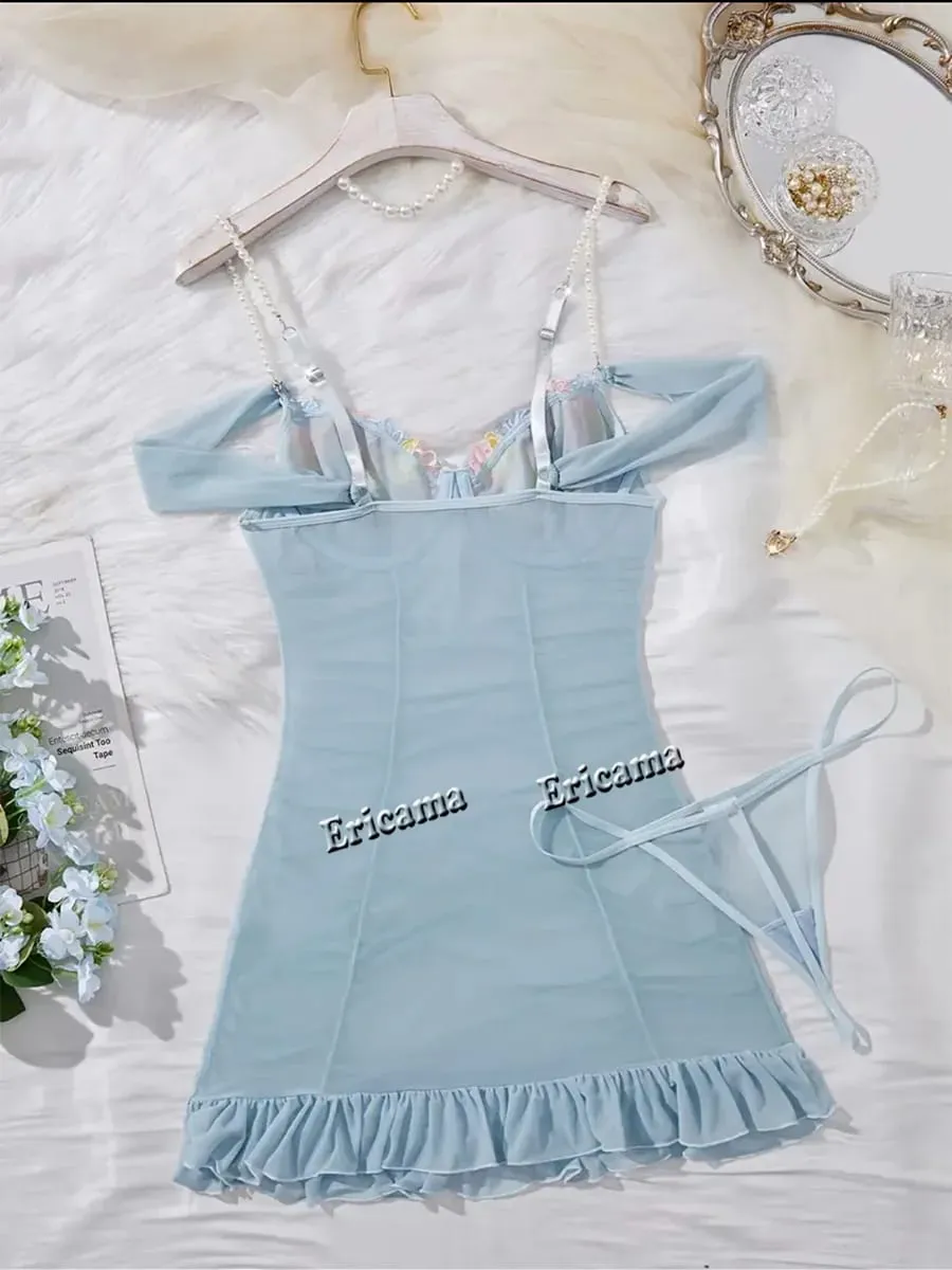 Sexy Lingerie Set Fancy Lingeries Sexy Hot Halter Bra See Through Outfit Ensemble Attractive Chest Suspenders Underwear — image 3